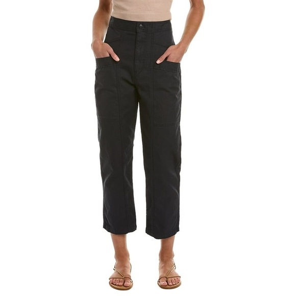 ISABEL‎ MARANT ÉTOILE Pandore Cotton Cropped  Cargo Black Trousers pants medium - Picture 1 of 16
